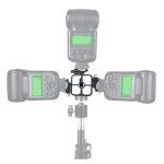 Adaptador rótula triple zapata para flash