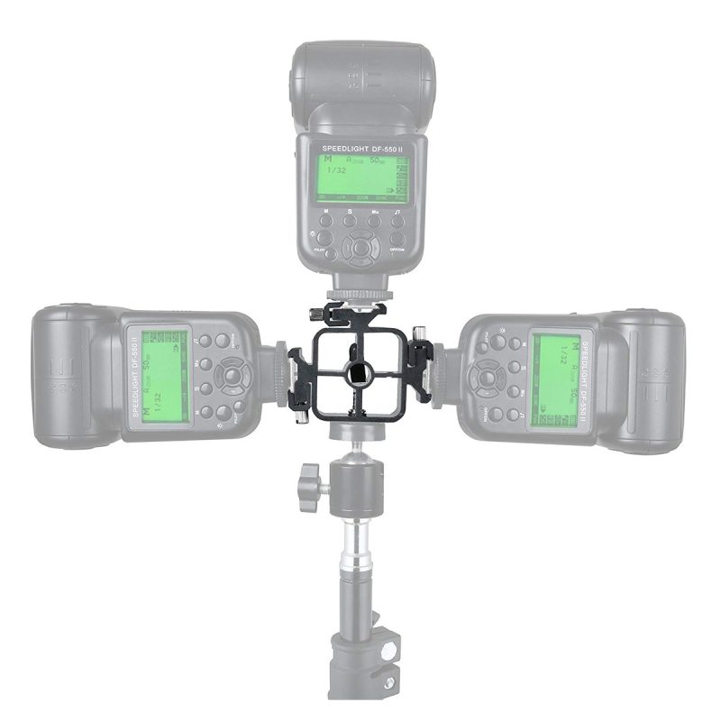 Adaptador rótula triple zapata para flash