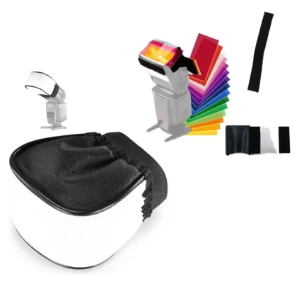 combo difusor domo y filtros de colores para flash